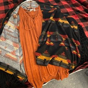 Burnt orange suede dress